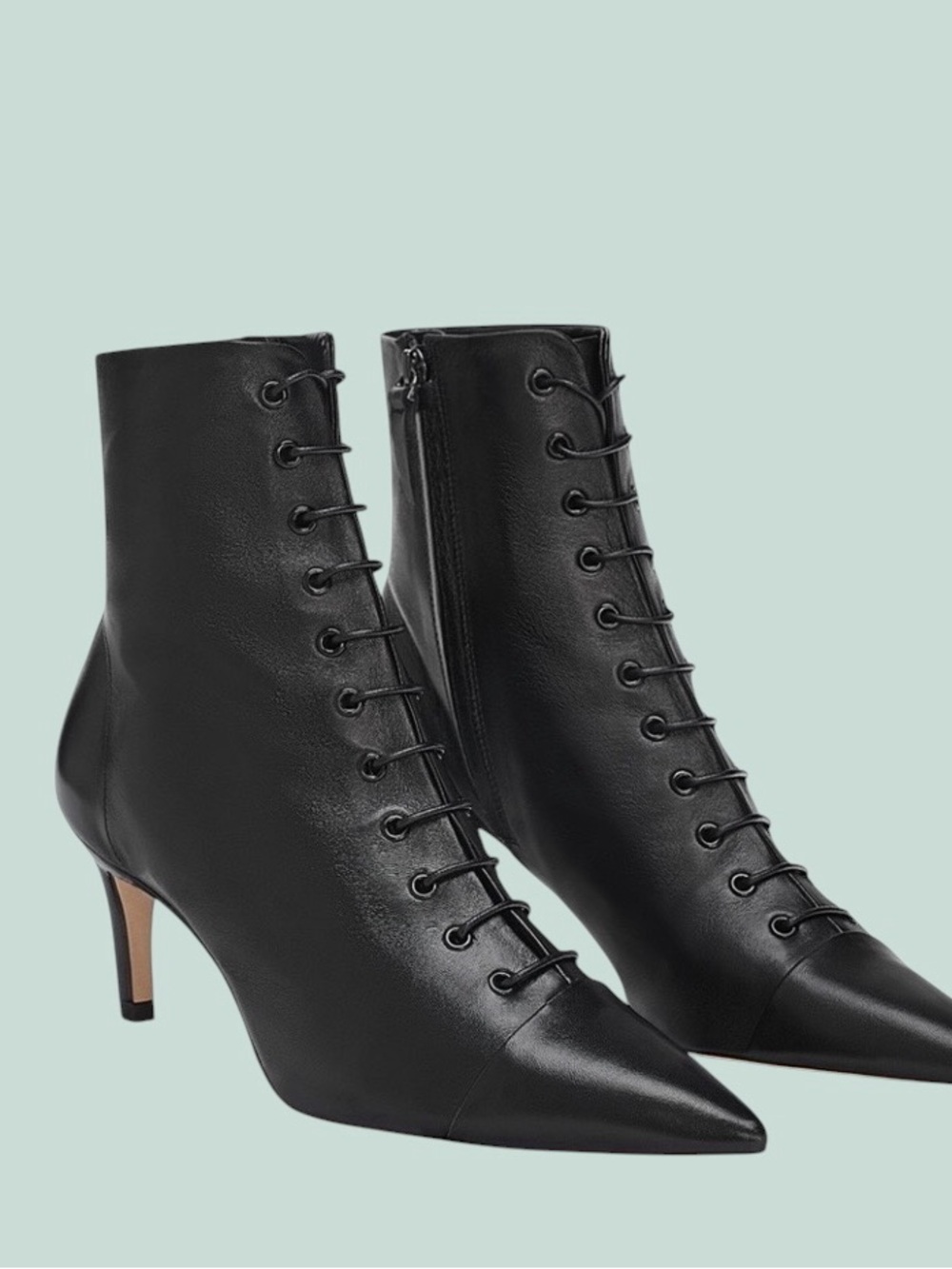 ZARA Laced Leather
Heeled Ankle Boots Size EU 40 MSRP $189